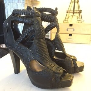 Woven Leather Platform Sandals